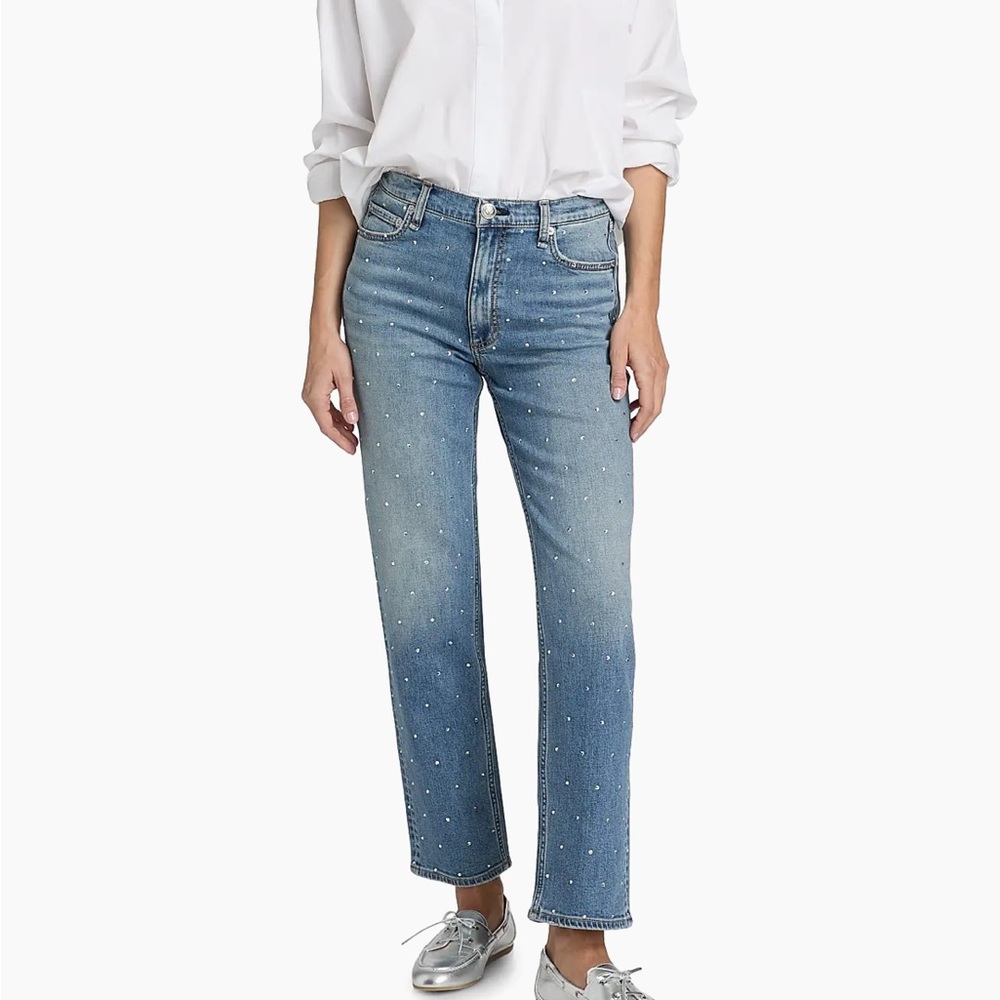 rag & bone Rhinestone Straight Leg Jeans